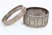 Lot 3354 - Victorian white metal hinged bangle with...