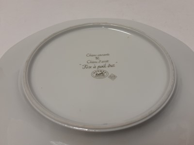 Lot 229 - Three Hermes porcelain plates depicting dogs including Cocker Spaniel