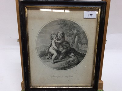 Lot 228 - Francesco Bartolozzi (1727-1815) black and white engraving - 'Enfants qui se caressent', in gazed ebonised frame, 26.5cm x 21.5cm