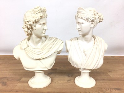 Lot 802 - Two reconstituted alabaster classical figural busts
