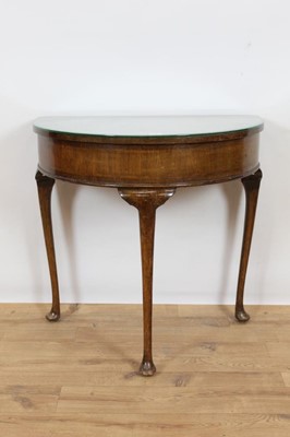 Lot 774 - 1920s walnut demi-lune side table