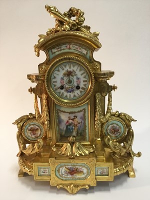 Lot 537 - Fine 19th century French ormolu and Sevres style plaque mounted mantel clock