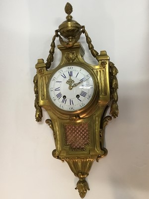 Lot 611 - 19th century French ormolu cartel clock, circular enamel dial, unsigned