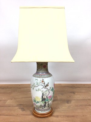 Lot 806 - Chinese porcelain baluster vase lamp