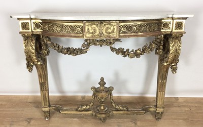 Lot 776 - 19th century marble topped carved gilt console table