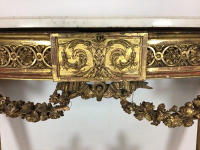 Lot 776 - 19th century marble topped carved gilt console table