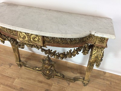 Lot 776 - 19th century marble topped carved gilt console table