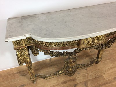 Lot 776 - 19th century marble topped carved gilt console table