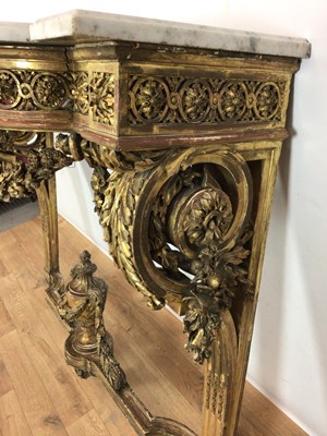 Lot 776 - 19th century marble topped carved gilt console table