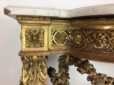 Lot 776 - 19th century marble topped carved gilt console table