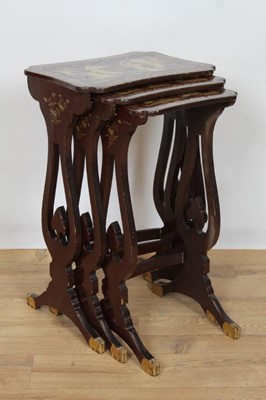 Lot 783 - Late 19th / early 20th century nest of three chinoiserie lacquered tables