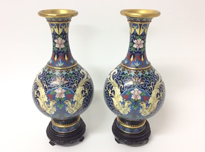 Lot 524 - pair of Chinese cloisonne vases