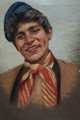 Lot 674 - 19th century Italian School oil on canvas portrait of a youth