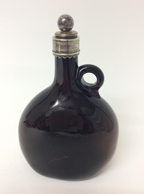 Lot 523 - 19th century silver plate mounted brown glass decanter