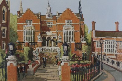 Lot 671 - Alexander Chamberlin (Contemporary) oil on canvas - School exterior, Harrow