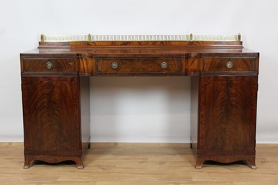 Lot 763 - Late 19th / early 20th century mahogany twin pedestal sideboard