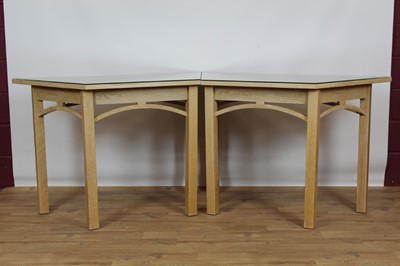 Lot 762 - Pair of contempory limed oak serving tables