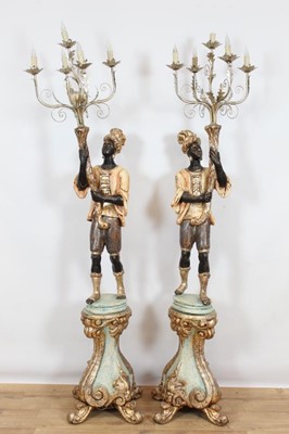 Lot 775 - Pair of blackamoor figural standard lamps