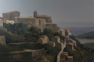 Lot 673 - Oliver Raab (Born 1955) - oil on canvas - Continental hillside town, signed and dated 1998.