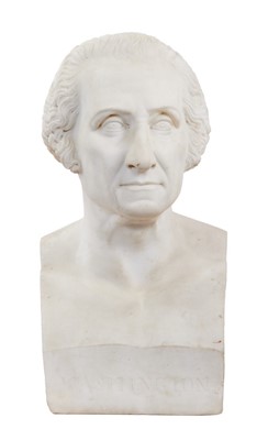 Lot 819 - Ralmondo Trentanove (1792-1832) Rare carved white marble bust of George Washington, signed and dated Rome,1827, height 53cm