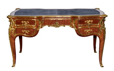 Lot 753 - Fine 19th century French bureau plat by Joseph Emmanuel Zwiener (1849-c.1900) with kingwood veneers and floral marquetry inlaid decoration with ormolu mount, stamped signature