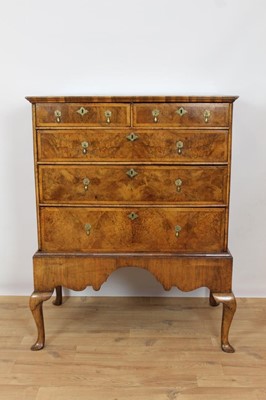 Lot 756 - Early 18th century walnut crossbanded chest on later stand