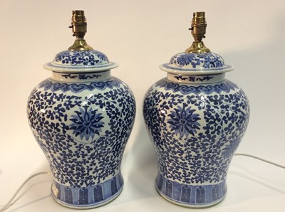 Lot 821 - Pair of Chinese porcelain baluster lamps