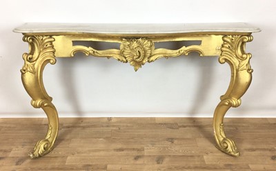 Lot 792 - Mid Victorian Rococo-Revival giltwood and gesso console table with marble top