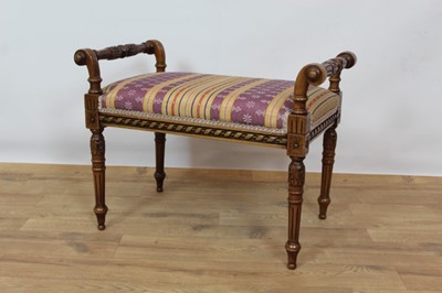 Lot 742 - 19th century style carved walnut stool with scroll ends