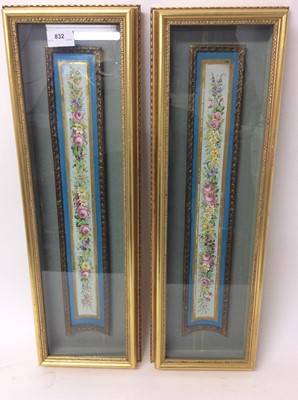 Lot 832 - Pair of 19th French Sevrés style porcelain plaques in gilt frames
