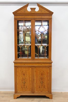 Lot 750 - Good quality late Victorian satinwood and inlaid two height bookcase