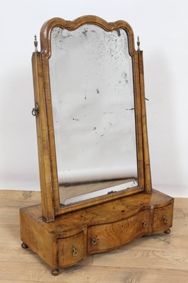 Lot 793 - Queen Anne style walnut veneered toilet mirror