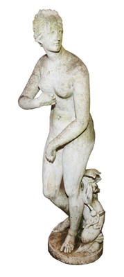 Lot 834 - 19th century carved white marble statue of Venus with dolphin