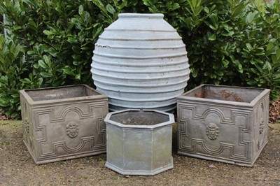 Lot 844 - Pair of faux lead planters