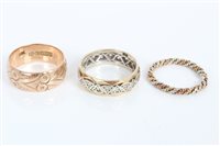 Lot 3359 - Rose gold (9ct) wedding ring with engraved...