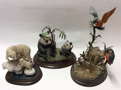 Lot 10 - Country Artists limited edition model Pandas, plus two other Country Arts models, Polar Bears and Kingfishers