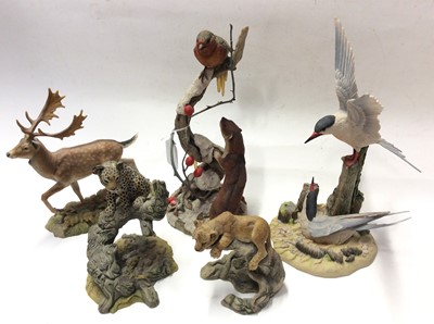 Lot 13 - Two Teviotdale limited edition models by D Eldman plus three other Teviotdale models Stag, Cheetah and Lion Cub