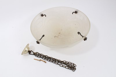 Lot 80 - Lalique 'Coquille' pattern opalescent glass hanging  lamp shade , etched 'R. Lalique, France', 30cm diameter