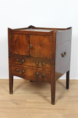 Lot 723 - George III mahogany and crossbanded bedside cupboard
