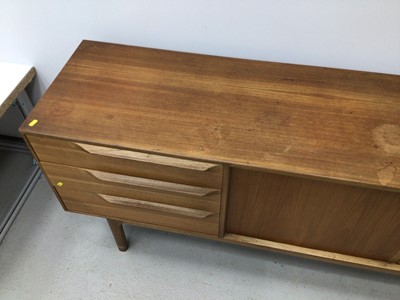 Lot 187 - Mid 20th century Teak sideboard with three drawers and two doors bearing label A.H McIntosh & Co Ltd