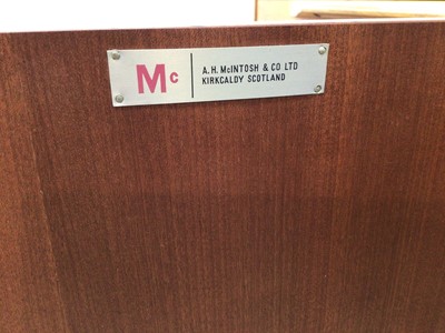 Lot 187 - Mid 20th century Teak sideboard with three drawers and two doors bearing label A.H McIntosh & Co Ltd