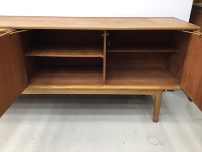 Lot 187 - Mid 20th century Teak sideboard with three drawers and two doors bearing label A.H McIntosh & Co Ltd