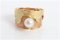 Lot 3361 - Two-colour yellow metal wide band ring set...