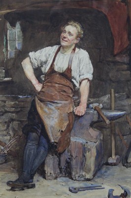 Lot 555 - John Seymour-Lucas watercolour blacksmith