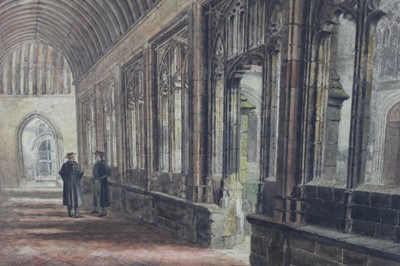 Lot 553 - George Cattermole watercolour - cloisters