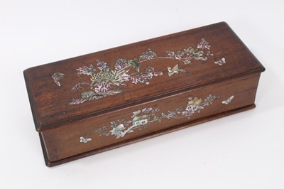 Lot 466 - 19th century oriental teak and mother of pearl inlaid box