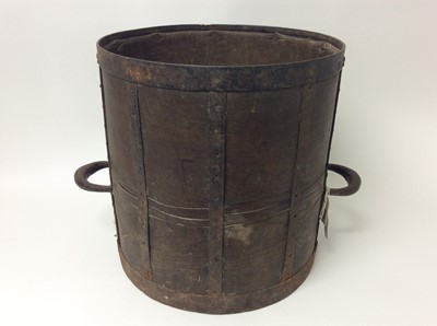 Lot 863 - Antique metal bound bentwood bushel measure