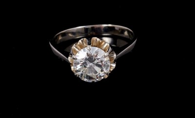 Lot 237 - Diamond single stone ring with a round brilliant cut diamond weighing approximately 1.69cts in claw setting on 18ct white gold shank, ring size N½
