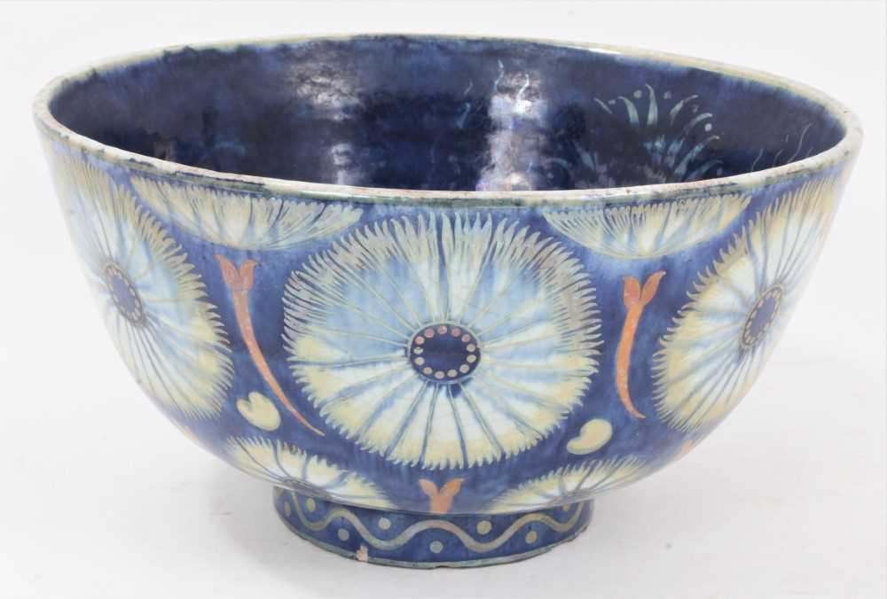 Lot 128 - William de Morgan lustre bowl decorated with flower-head motifs, 1888-1907 blue period