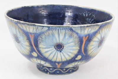 Lot 128 - William de Morgan lustre bowl decorated with flower-head motifs, 1888-1907 blue period